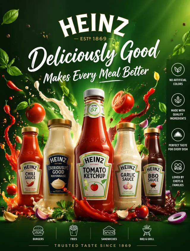 Ultra-premium Heinz commercial advertising poster, luxury...