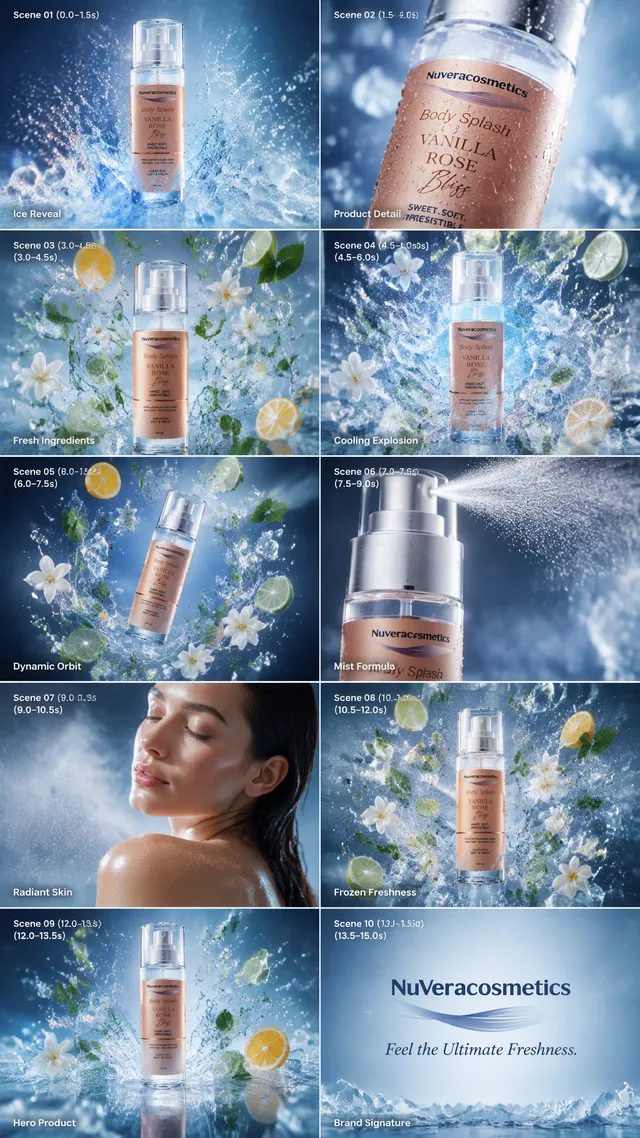 Title: "REFRESHING BODY MIST TECHNOLOGY"Subtitle: "15 Sec...